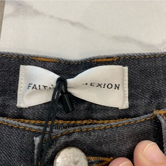 Faith Connexion Denim Shorts Women’s 24 Black Distressed Both Side Button NWT - Picture 9 of 12
